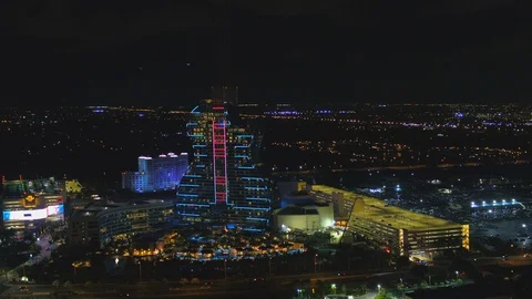Brilliant light array at the Hard Rock guitar shaped hotel Seminole Hollywood Stock Footage 119048744