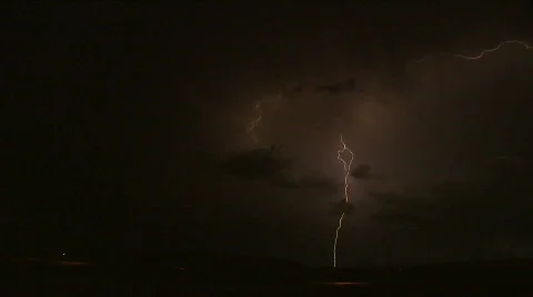 Brilliant lightning bolt streaks across sky. Stock Footage