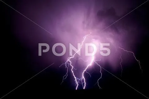 Brilliant Lightning Strike Over Southern New Mexico Stock Photos
