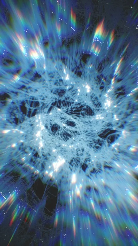 Brilliant rainbow light beams spread over an abstract dark background Vidéo 329558000