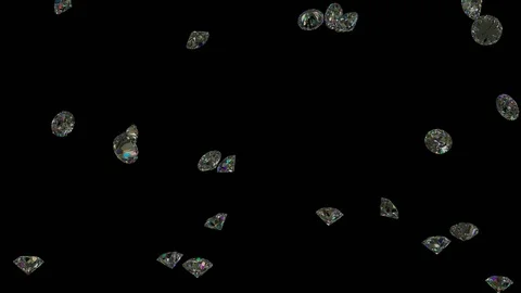 Brilliant round diamonds falling in slow motion -  seamless loop - 3D render Stock-Footage 120510785