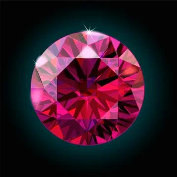 Brilliant ruby on black background. Red Crystal. Vector Illustrazione stock
