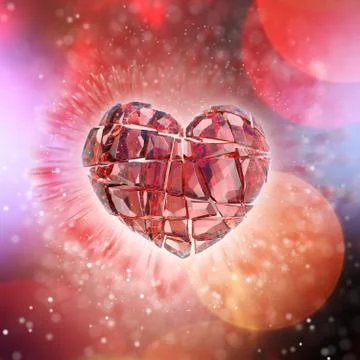 Brilliant ruby on bokeh background. Red Crystal Stock Illustration