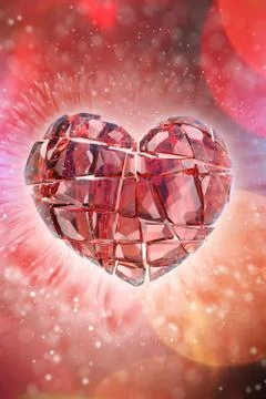Brilliant ruby on bokeh background. Red Crystal. Stock Illustration