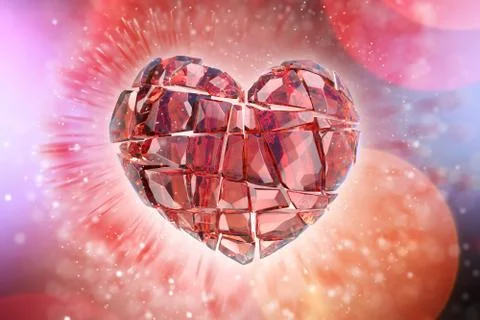 Brilliant ruby on bokeh background. Red Crystal. Illustrazione stock