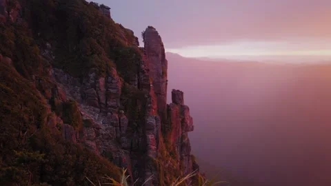 A brilliant sunset from the top of the Pinnacles, Coromandel, New Zealand Stock Footage 150556116