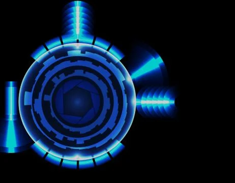 Brilliant technological HUD eye on a black background. illustration Stock Illustration
