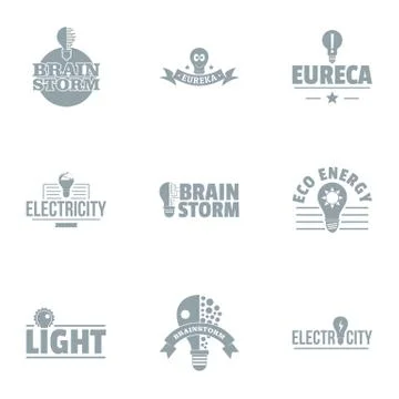 Brilliant thought logo set, simple style 스톡 일러스트