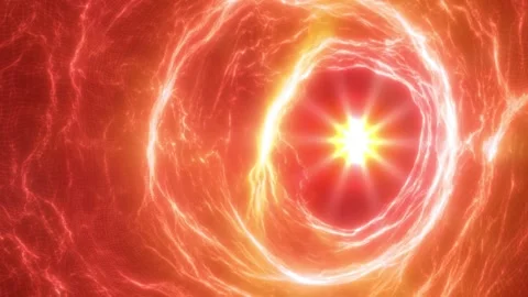 Brilliant white energy core radiates through a swirling red and orange plas.. Stock Footage 344905209