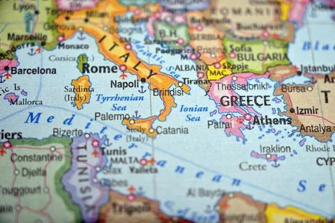 Brindisi Highlighted on World Map with Soft Blur Defocused Background Minim.. Stock Photos