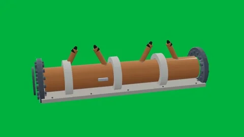Brine diffuser desalination 3d loop green screen Video stock 343073853