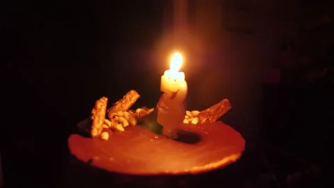 Bring a cake with number three on it to a birthday child who is turning three. Stock Footage 273854327