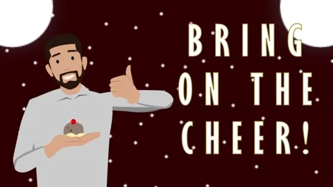 Bring On The Cheer Holiday Motion Graphic With Male Character on Thumbs Up Pose Stock Footage 321956096