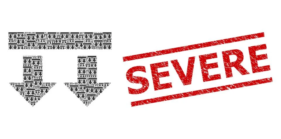 Bring Down Fractal Composition of Bring Down Icons and Textured Severe Seal Stock Illustration
