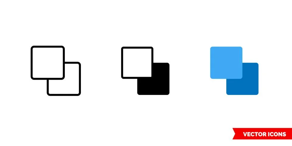 Bring forward icon of 3 types color, black and white, outline. Isolated vecto Stock Illustration
