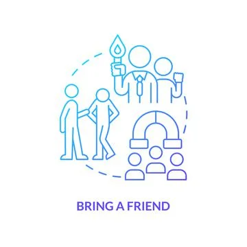 Bring a friend blue gradient concept icon Stock-Illustration