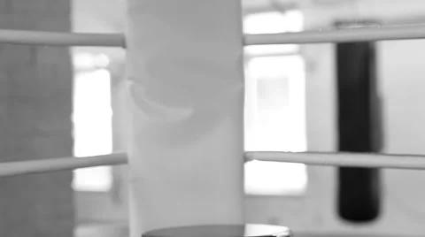 Bring it on. Horizontal monochrome shot of a handsome professional male boxer Stock-Footage 58556342