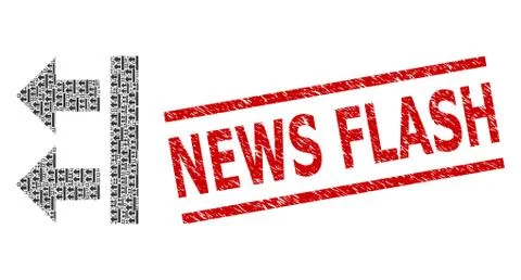 Bring Left Recursion Composition of Bring Left Items and Textured News Flash Stock Illustration