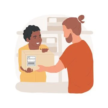 Bring package to the post office isolated cartoon vector illustration. Illustration