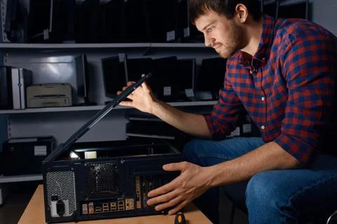 Bring your broken computer to us Stock Photos