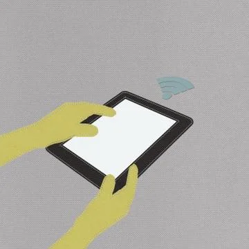 Bring your own device concept with stitch style on fabric background 스톡 일러스트