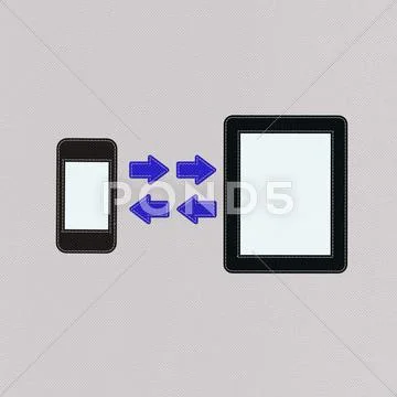 Bring your own device concept with stitch style on fabric background Stock Illustration
