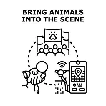 Bringing animals into scene concept vector illustration Stock Illustration