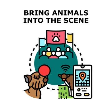 Bringing animals into scene concept vector illustration Stock Illustration