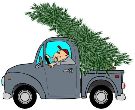 Bringing home the Christmas tree Stock Illustration