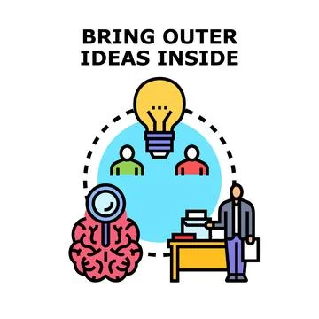 Bringing outer ideas inside improving brain knowledge Stockillustratie