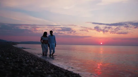 Bringing Their Future Child To The Sea Stock Footage 301939115