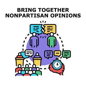 Bringing together nonpartisan opinions for collaborative discussion Stock Illustration