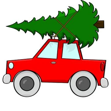 Bringing a tree home Illustrazione stock