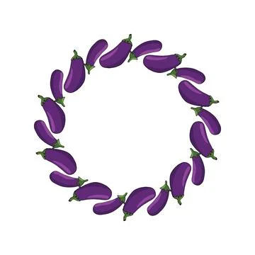 Brinjal circular wreath vegetable frame Stock Illustration