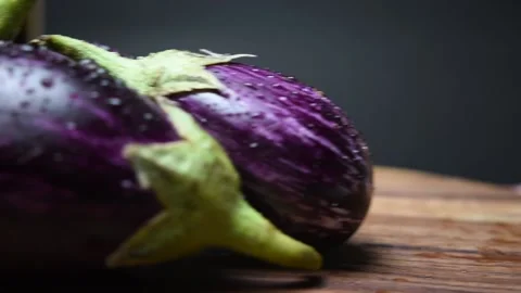 Brinjal vegetable moving video Stock Footage