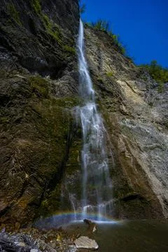 Brinta Waterfall hidden inside the forest, beauties of Slovenia. Stock Photos