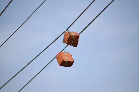 Brique On The Current Wire Stock Photos