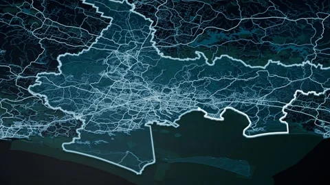 Brisbane Australia Glowing Digital Map Animation 4K Vidéo 337331159