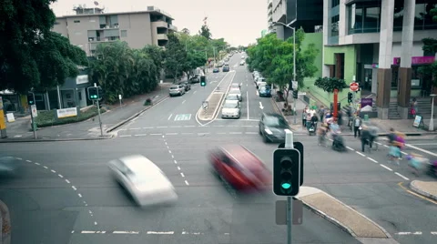 BRISBANE, AUSTRALIA -  Intersection Traffic Lamp Stock Footage 64876914