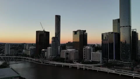 Brisbane CBD, Queensland, Australia, May 22, 2025: 4K Aerial Sunset Image Vídeos de archivo 312448043