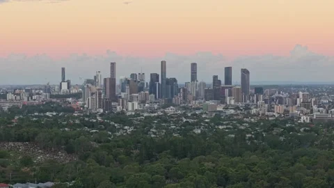 Brisbane CBD Skyline at Sunset Viewed Above Bushland Queensland Australia 스톡 동영상 338337016