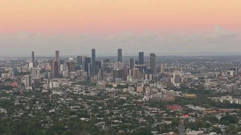 Brisbane CBD Skyline at Sunset Viewed Above Bushland Queensland Australia Video stock 338337041
