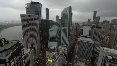 Brisbane CBD timelapse during rainy afternoon Stock-Footage 148424136