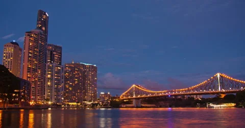 Brisbane cityscape dusk timelapse 4K Stock Footage 61645700