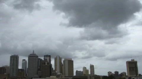 Brisbane Cityscape fast Clouds passing Stock Footage 459250