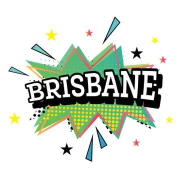 Brisbane Comic Text in Pop Art Style. Stock Illustration