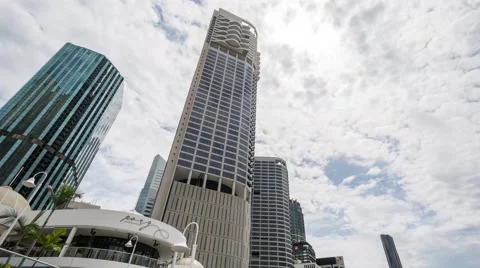 Brisbane Eagle Street Pier Cloud Day Time Lapse 4K, Australia Video stock 56378039