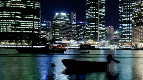 Brisbane night river reflections Stock Footage 51776700