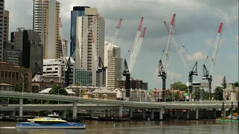 Brisbane river and skyscraper development time lapse 4K Video stock 164575883