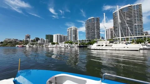 Brisbane River Ferry Going Past Kangaroo Point Stock Footage 233627902
